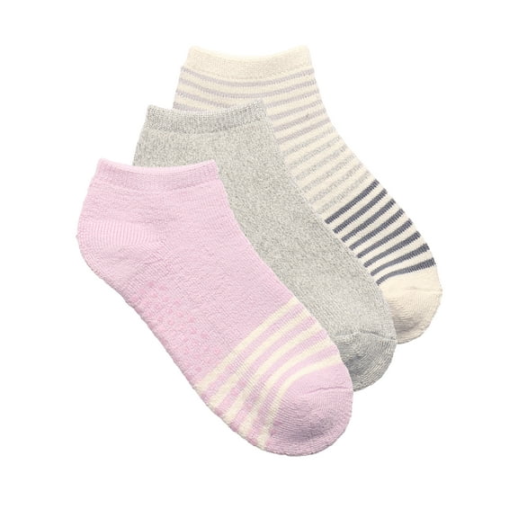 Joyspun Women's Full Terry Low-Cut Socks with Grippers, 3-Pack, Shoe Sizes 4-10