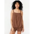 thumbnail image 1 of Joyspun Women's Gauze Smocked Cami Top and Shorts Sleep Set, Sizes S to 3X, 1 of 5