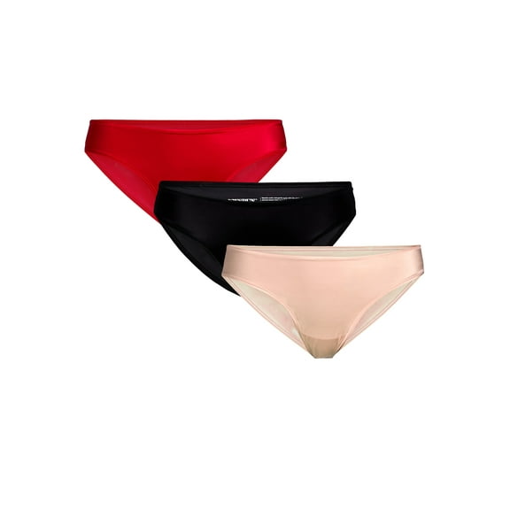 Joyspun Women’s Glossy Shine Cheeky Panties, 3-Pack, Sizes XS-3XL