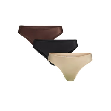 Joyspun Women’s Glossy Shine Cheeky Panties, 3-Pack, Sizes XS-3XL