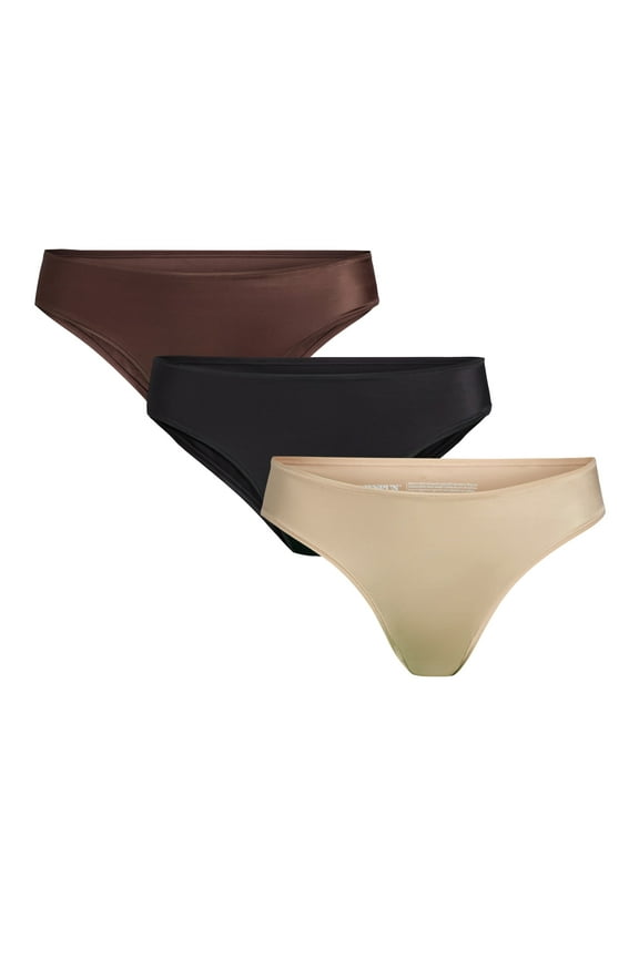 Women’s Glossy Shine Cheeky Panties, 3-Pack, Sizes XS-3XL