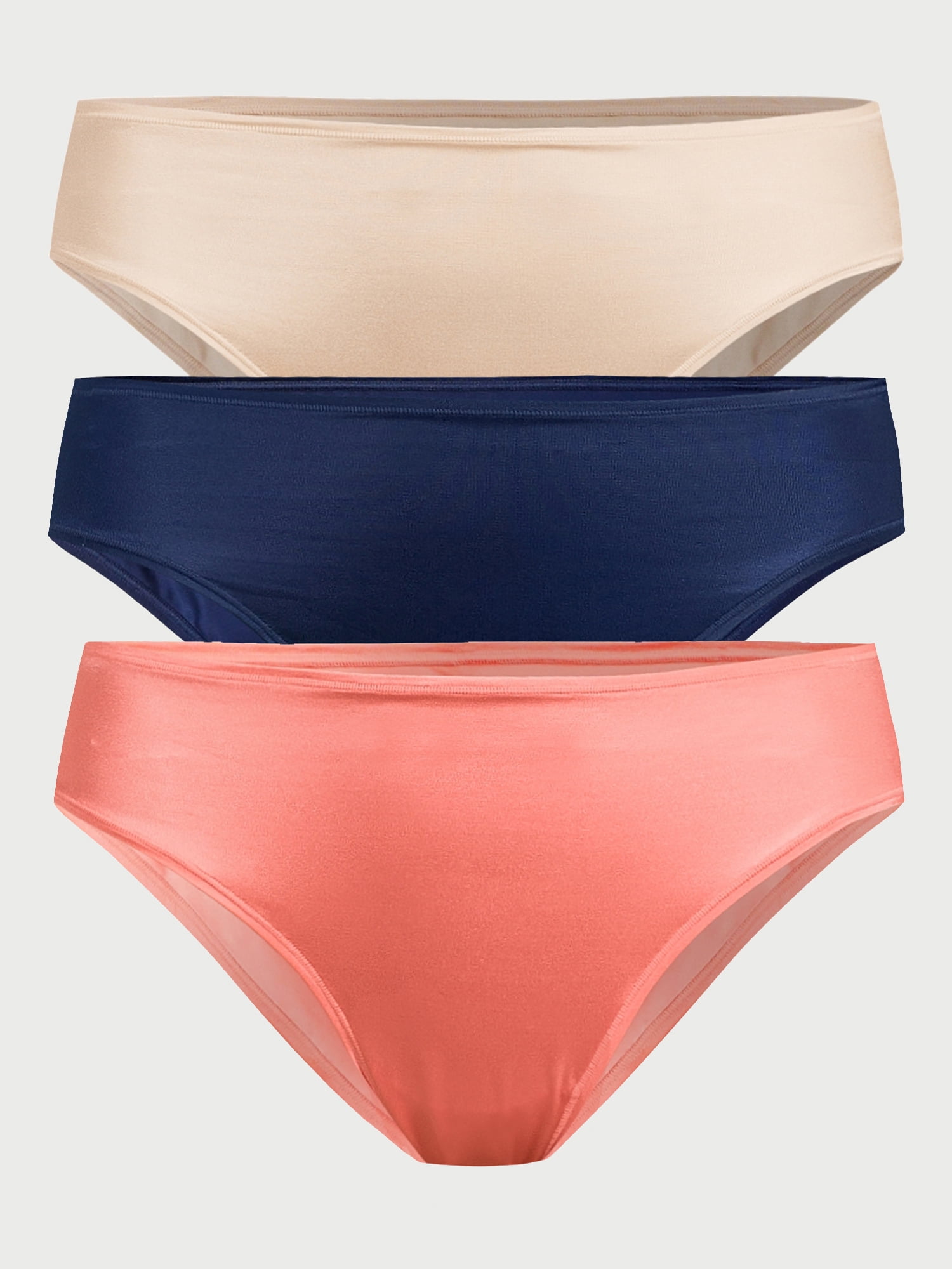 Joyspun Women's Seamless Bikini Panties, 3-Pack, Sizes XS to 3X 
