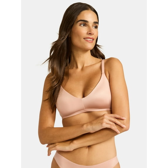 Joyspun Women's Glossy Shine V-Neck Bralette, Sizes S -3XL