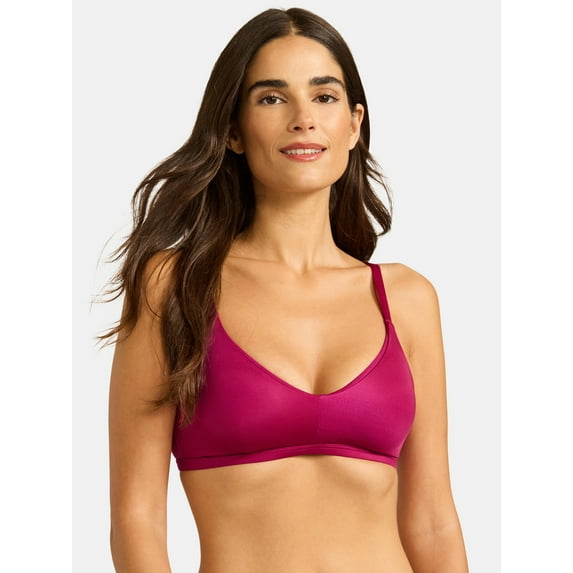 Joyspun Women's Glossy Shine V-Neck Bralette, Sizes S -3XL