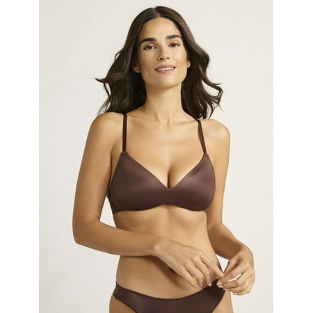 Joyspun Women's Glossy Shine Wireless Bra, Sizes S-XXXL