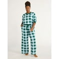 thumbnail image 1 of Joyspun Women’s Hacci Knit Buffalo Plaid Sleep Top with Long Sleeves, Sizes XS-3X, 1 of 3