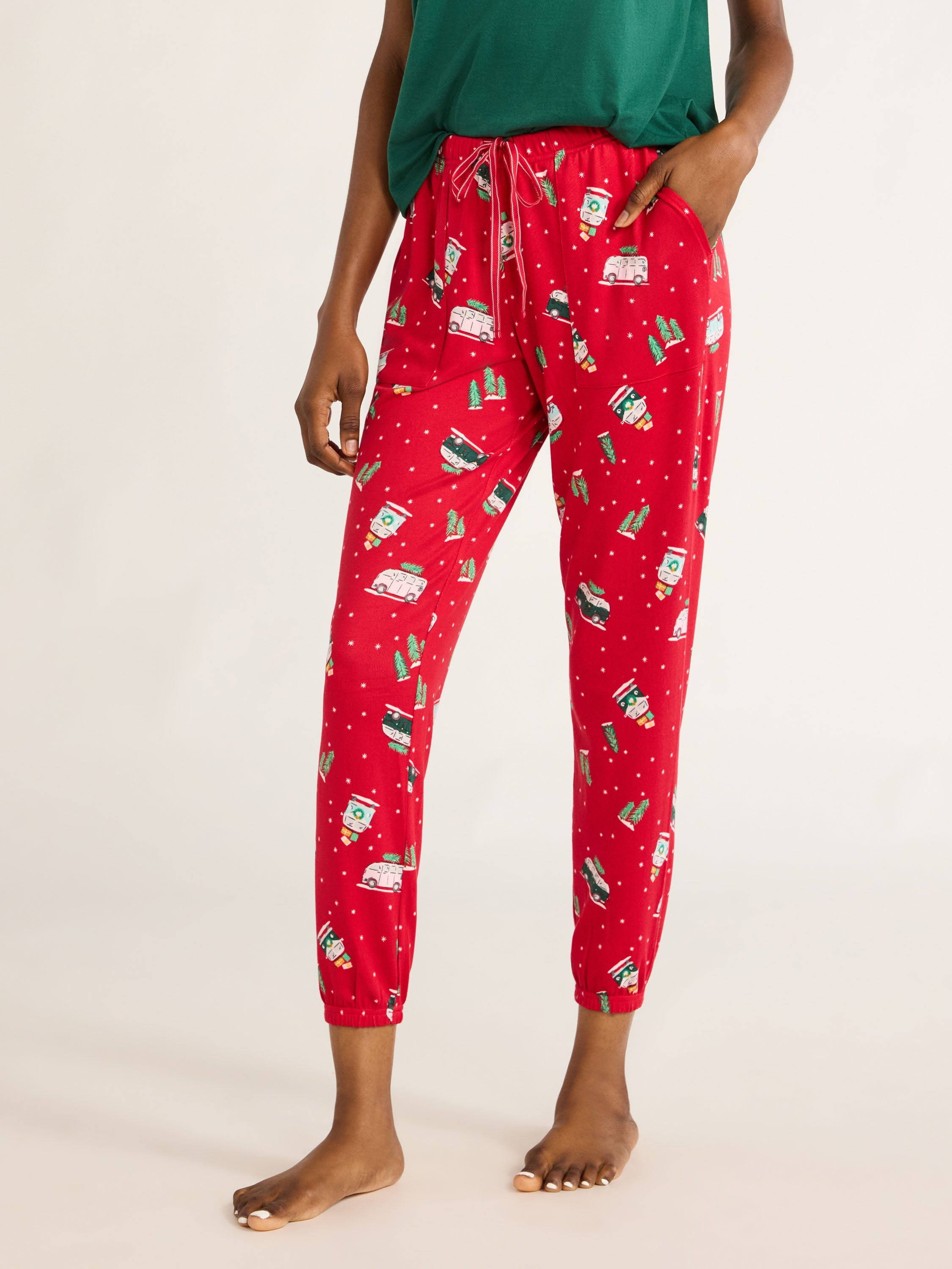 Joyspun Women's Hacci Knit Jogger Sleep Pants, 29” Inseam, Sizes XS to ...