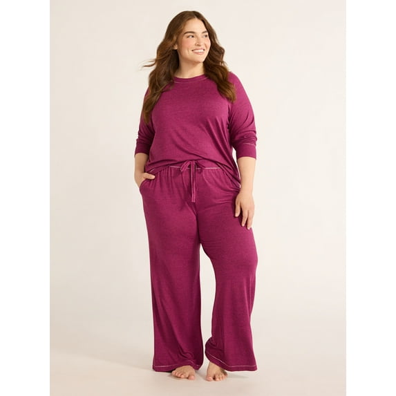 Joyspun Women's Hacci Knit Sleep Pants, 30.5” Inseam, Sizes XS-3X