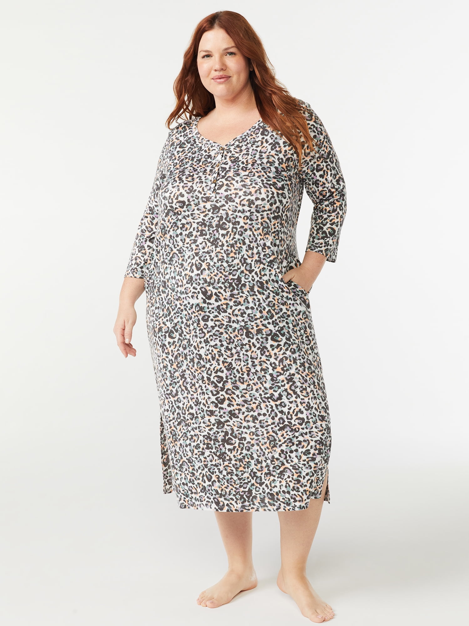 Joyspun Women's Hacci Knit VNeck Chemise, Sizes S to 3X