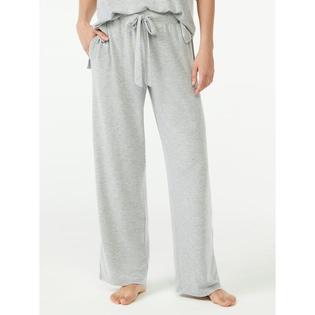 Joyspun Women's Hacci Knit Wide Leg Pajama Pants, Sizes S to 3X