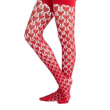 Joyspun Women's Heart Fishnet Thigh High, 1-Pack, Sizes Regular and Plus