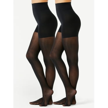 Joyspun Women's High Waist Shaping Tights, 2-Pack, Sizes S to 3XL