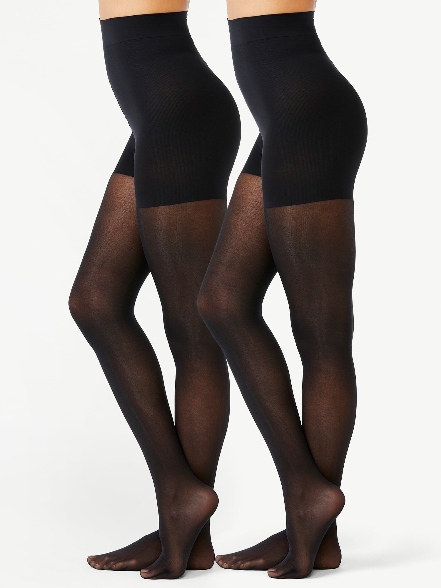 Joyspun Women's High-Waist Shaping Tights, 2-Pack, Sizes S-3XL
