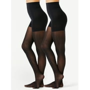 Joyspun Womens High-Waist Shaping Tights, 2-Pack, Sizes S-3XL
