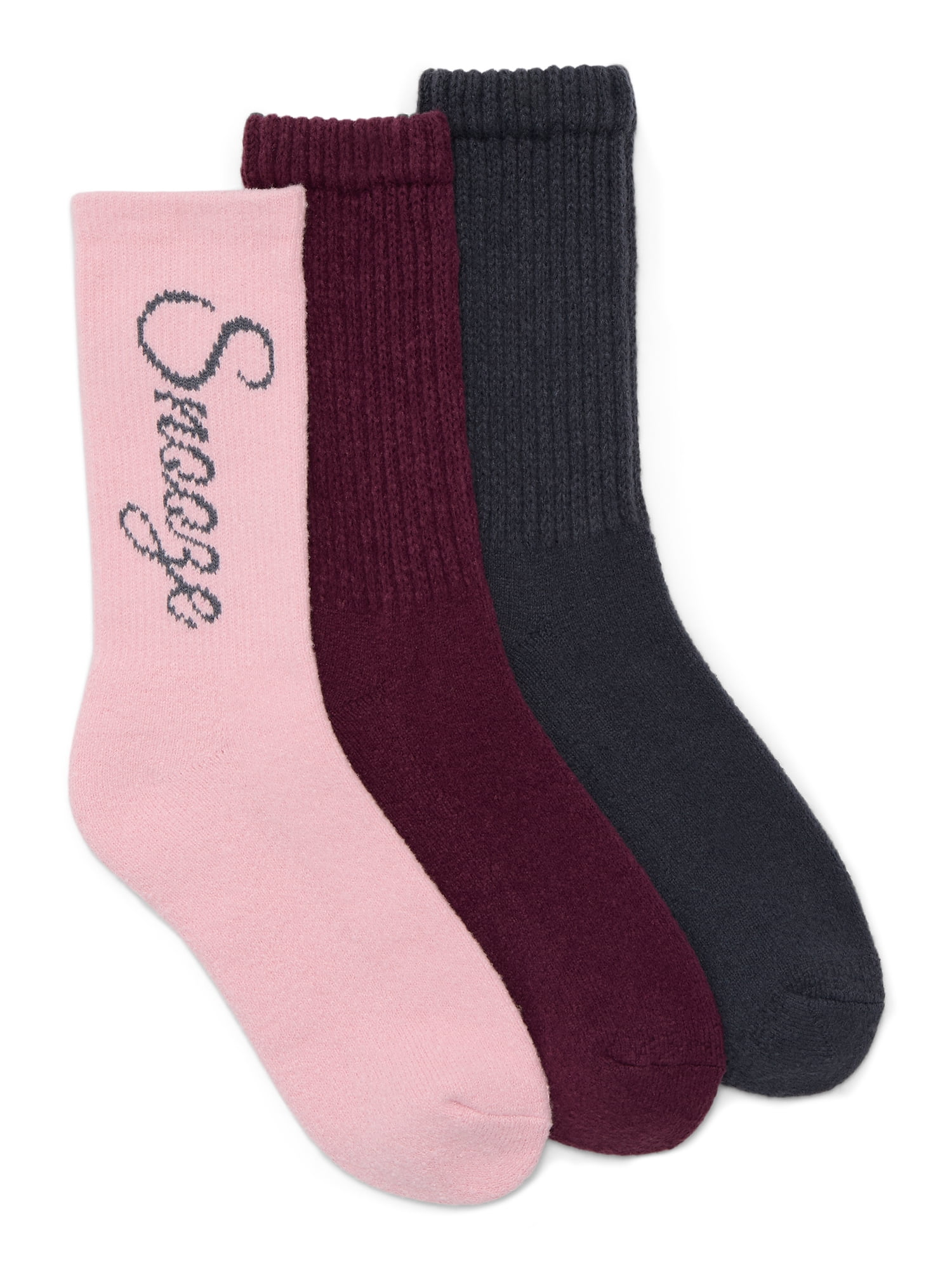 Joyspun Women's Crew Socks, 3-pack, Fits Shoe Sizes 4-10
