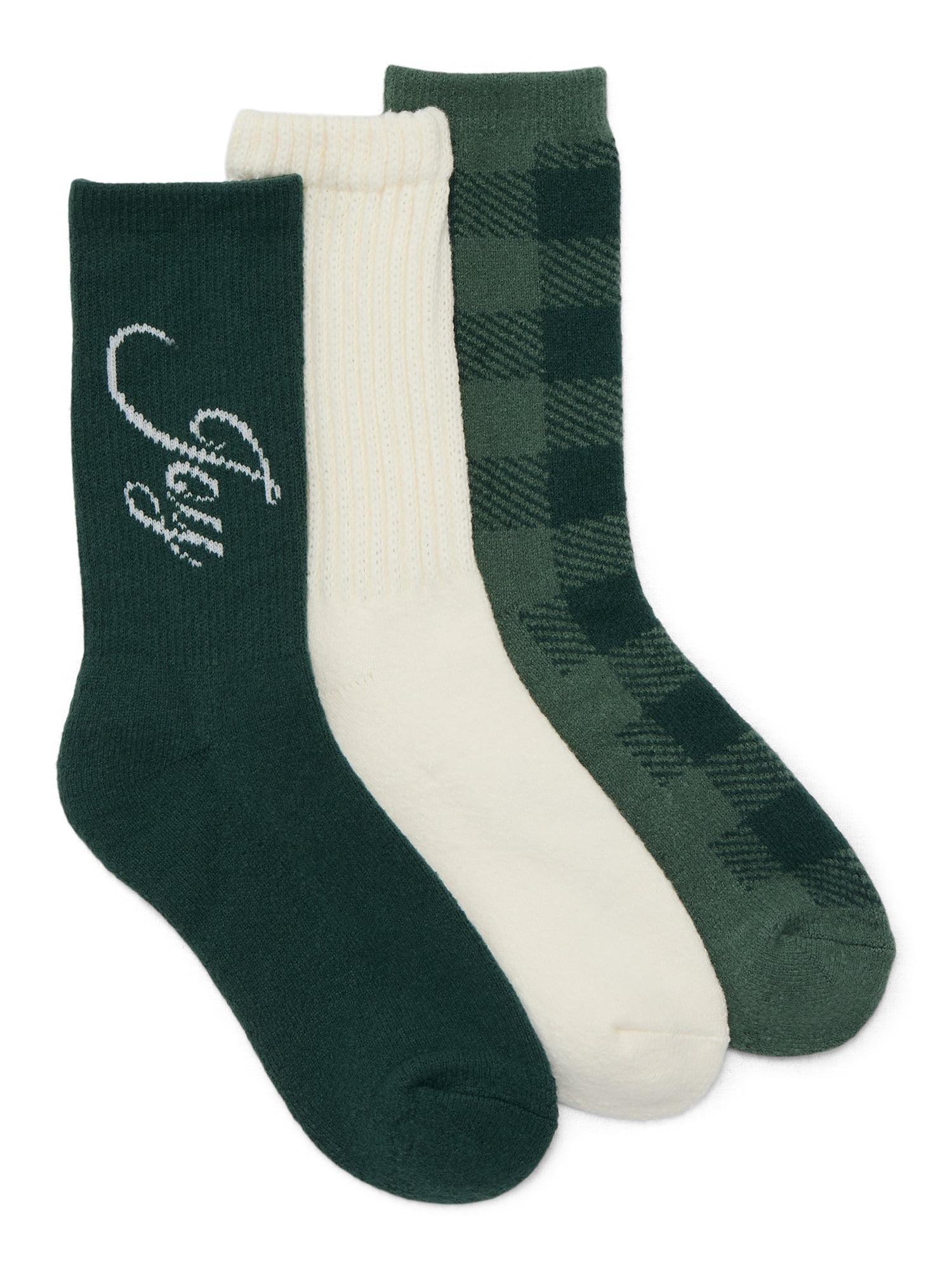 Joyspun Women's Crew Socks, 3-pack, Fits Shoe Sizes 4-10