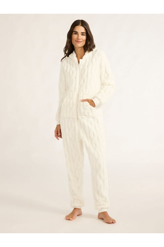 Women's Hooded Jacquard Union Suit, Size XS- 3X