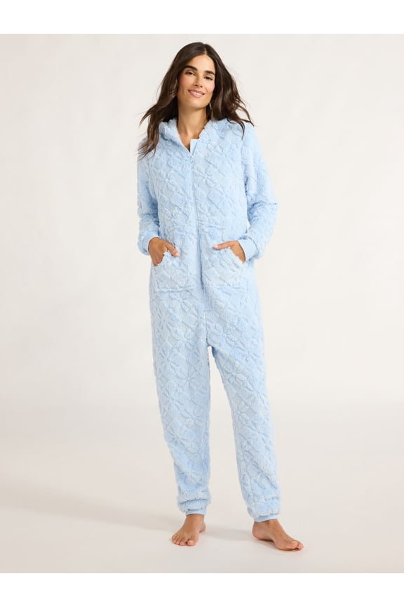 Women's Hooded Jacquard Union Suit, Size XS- 3X