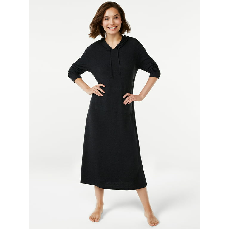 Joyspun Women's Sleepwear Mesh Trim Knit Robe, Sizes S/M to 2X/3X 