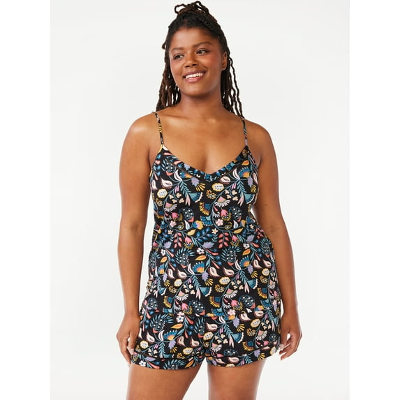 Joyspun Women's Knit Camisole and Shorts Pajama Set, 2-Piece, Sizes S to 3X