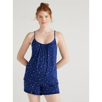 Joyspun Women's Knit Camisole and Shorts Pajama Set, 2-Piece, Sizes S to 3X