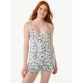 Joyspun Women's Knit Camisole and Shorts Pajama Set, 2Piece, Sizes S