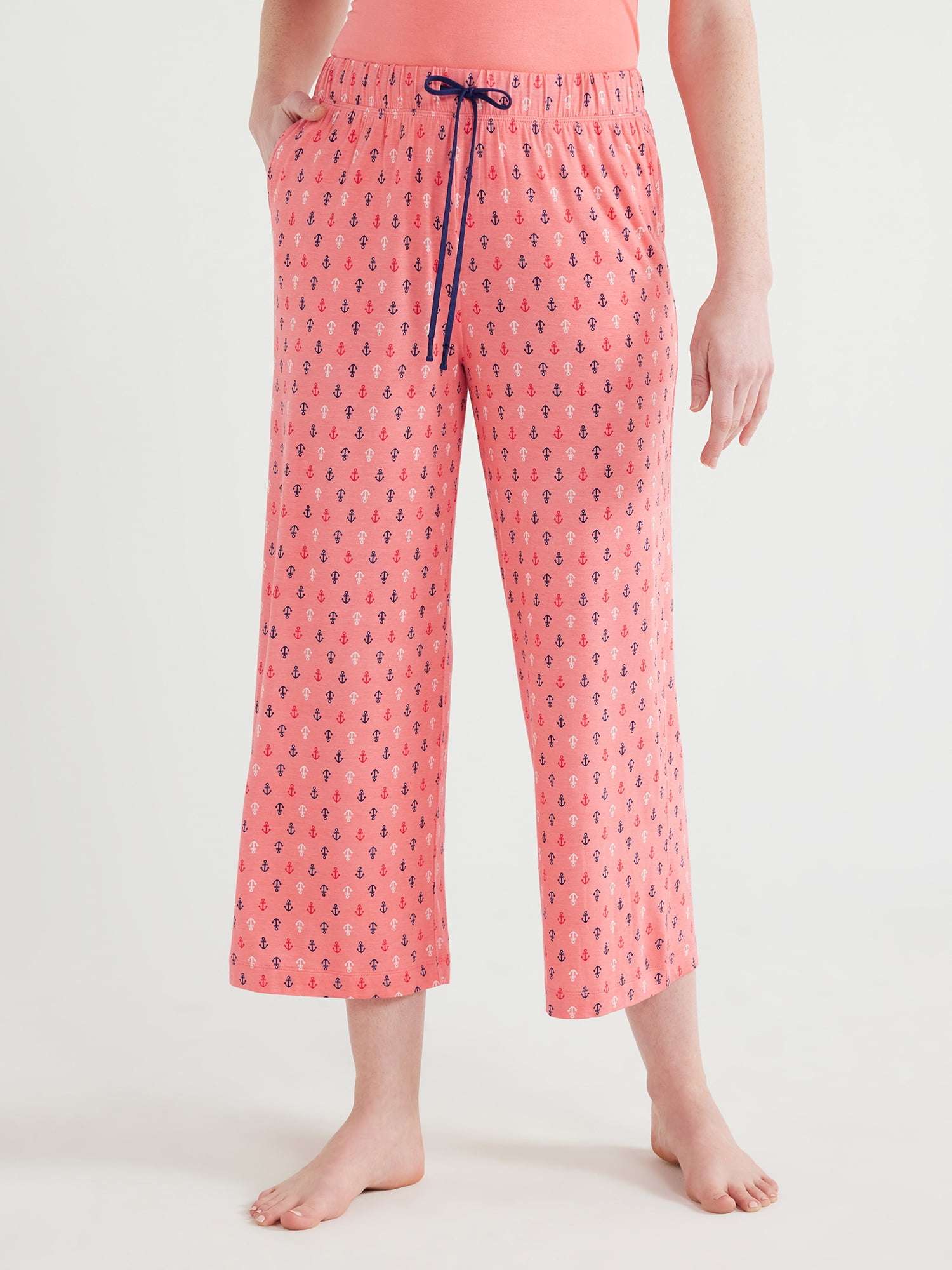 Joyspun Women's Knit Cropped Sleep Pants, Sizes S to 3X