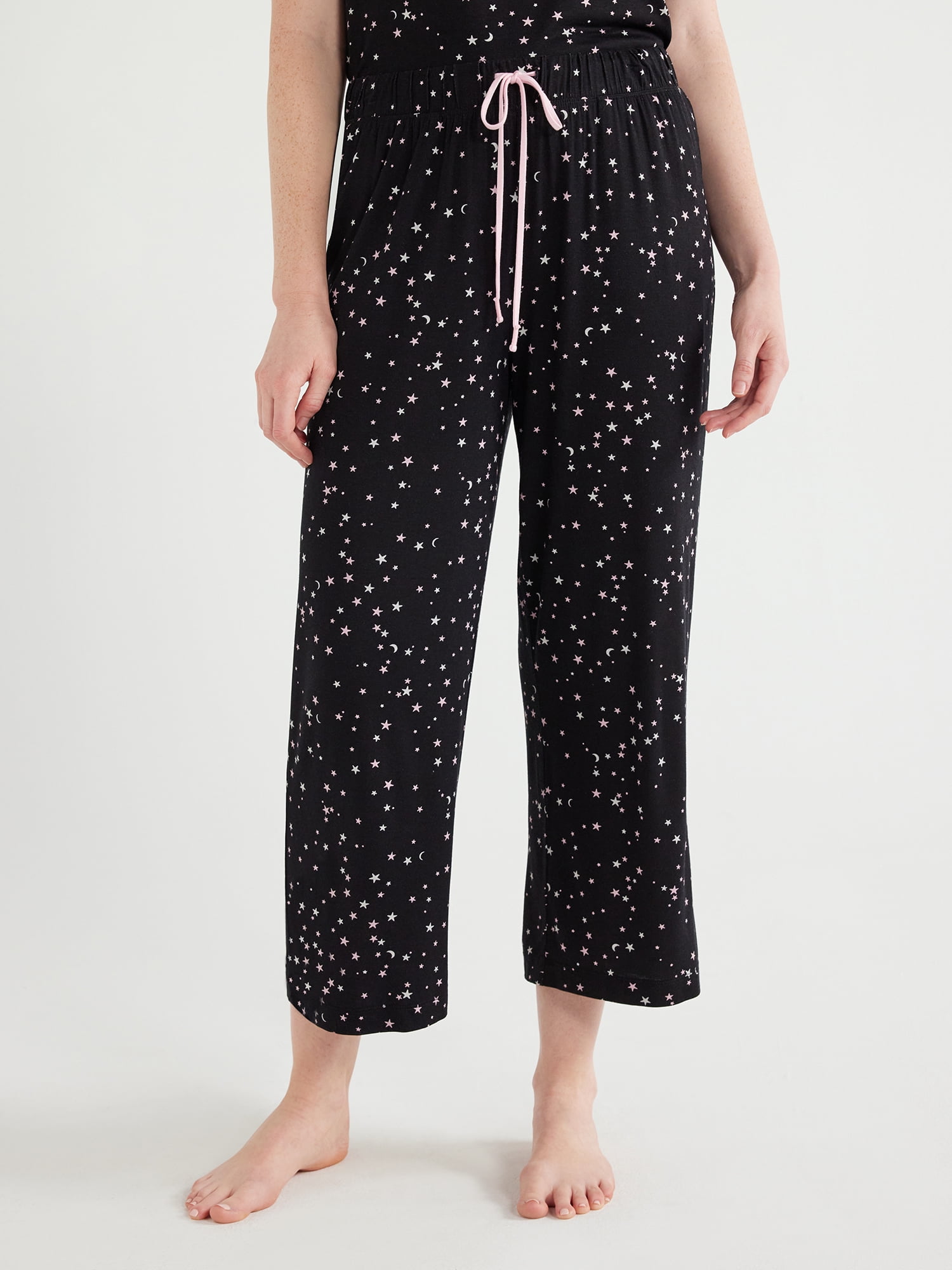 Joyspun Women's Knit Cropped Sleep Pants, Sizes S to 3X