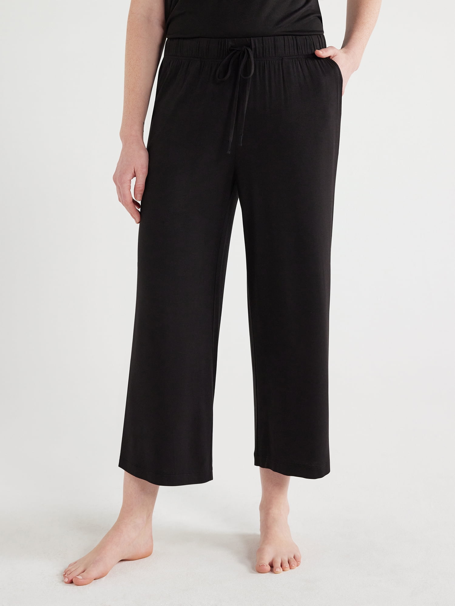 Joyspun Women's Knit Cropped Sleep Pants, Sizes S to 3X