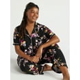thumbnail image 1 of Joyspun Women's Knit Notch Collar Top and Capri Pants Pajama Set, 2-Piece, Sizes S to 3X, 1 of 6