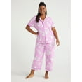 thumbnail image 1 of Joyspun Women's Knit Notch Collar Top and Capri Pants Pajama Set, 2-Piece, Sizes S to 3X, 1 of 5