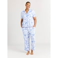 thumbnail image 1 of Joyspun Women's Dreamy Soft Collection Notch Collar Short Sleeve Knit Top & Capri Pajama Set, 2-Piece, Sizes XS-3X, 1 of 5