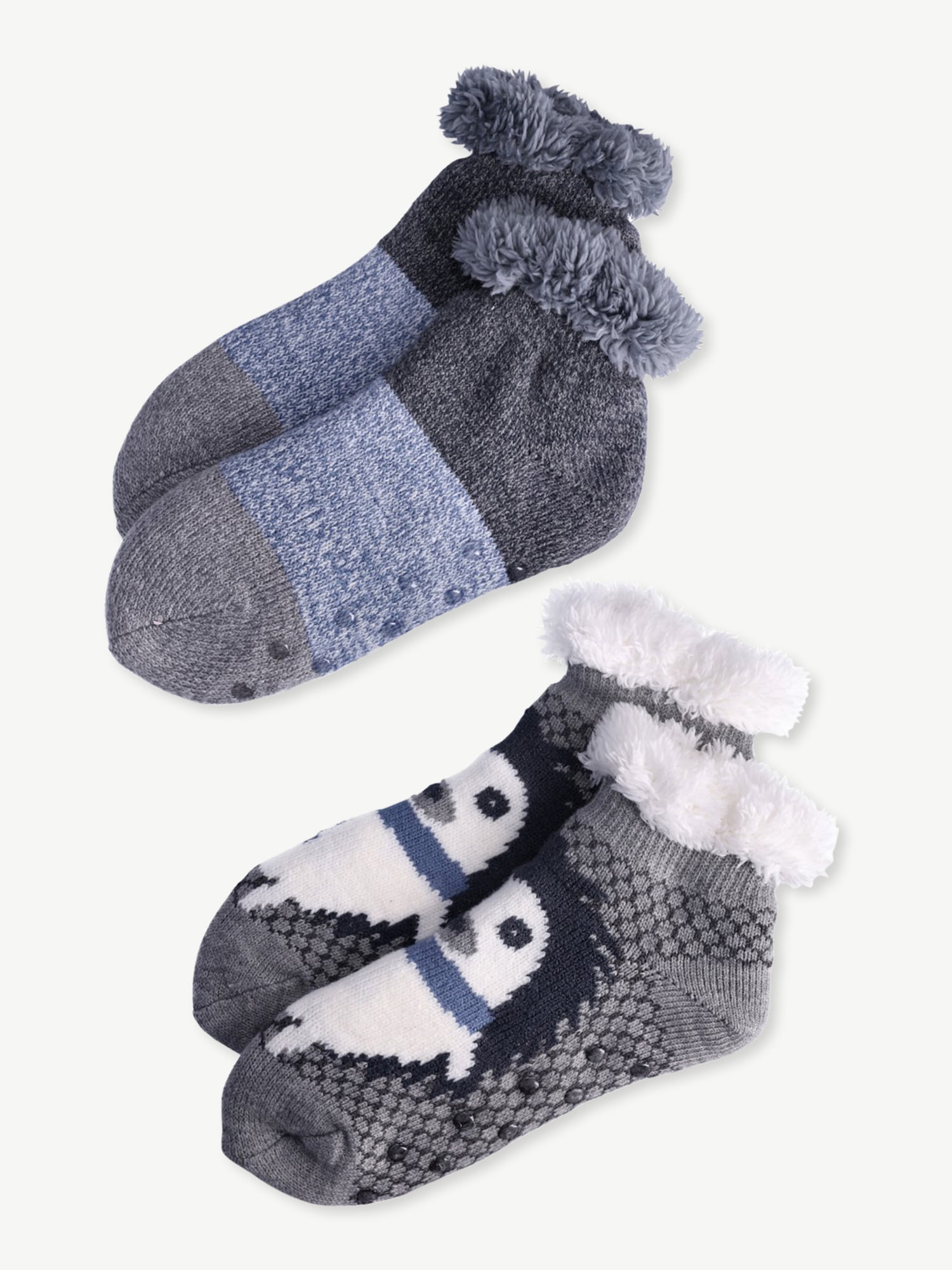 Joyspun Women's Knit Slipper Socks, 2Pack, Size 410