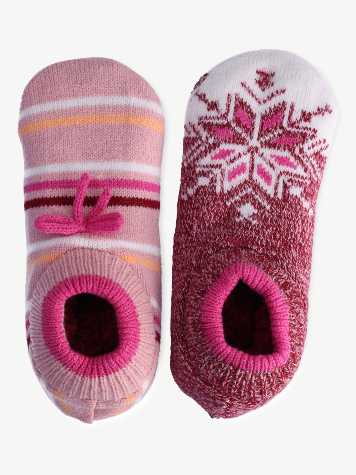 Joyspun Women's Knit Slipper Socks, 2-Pack, Size 4-10 