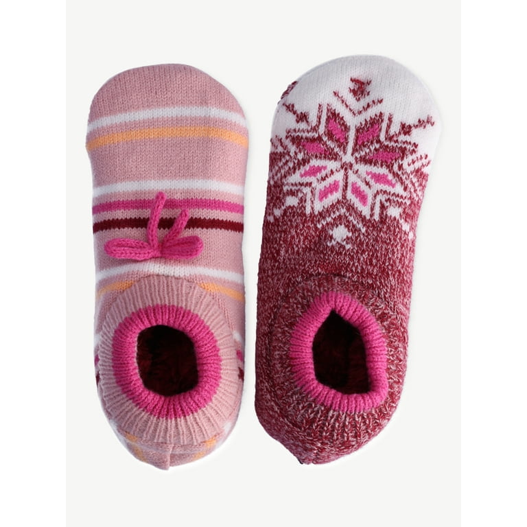 Joyspun Women's Knit Slipper Socks, 2-Pack, Size 4-10