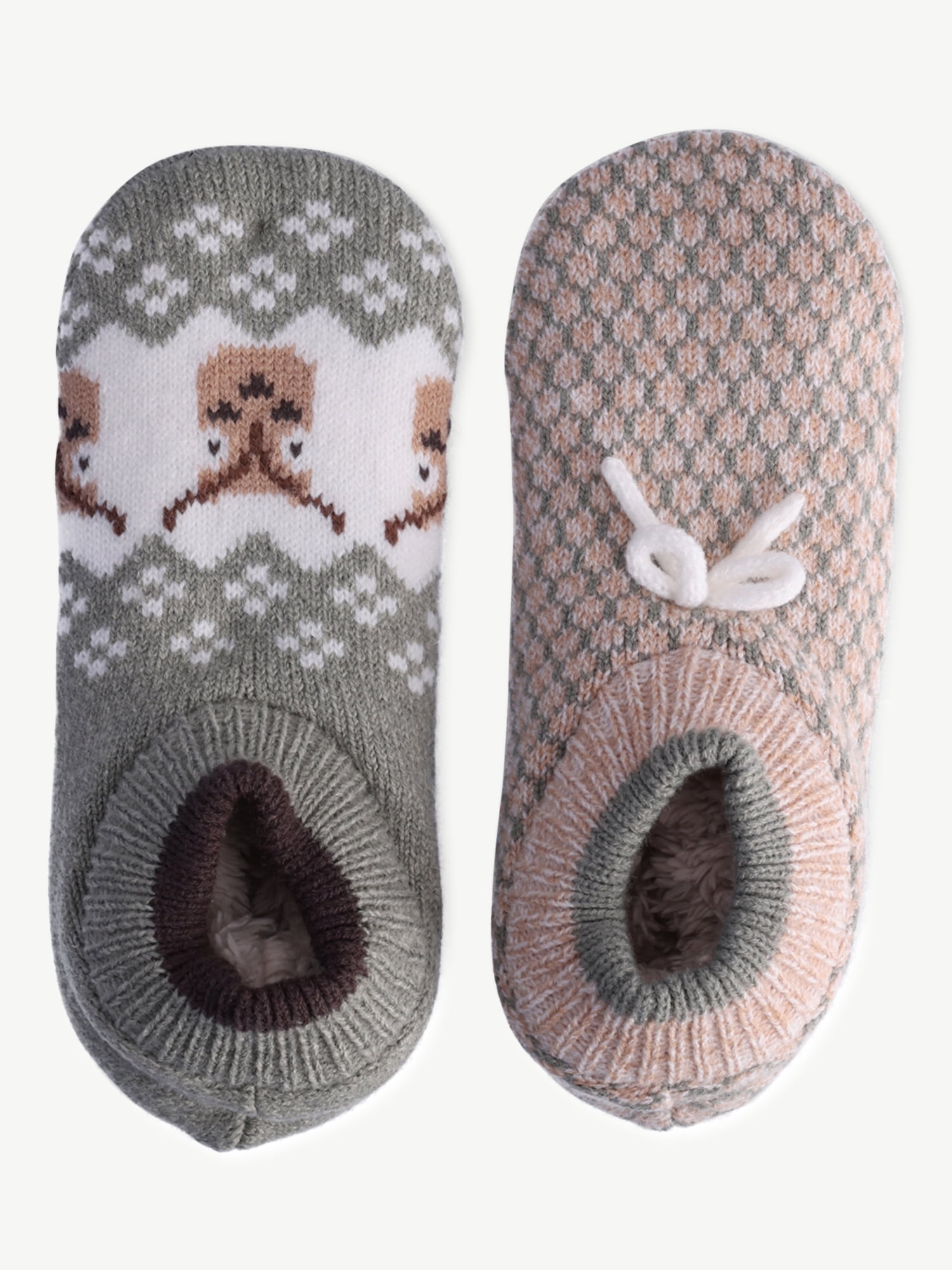 Joyspun Women's Knit Slipper Socks, 2Pack, Size 410