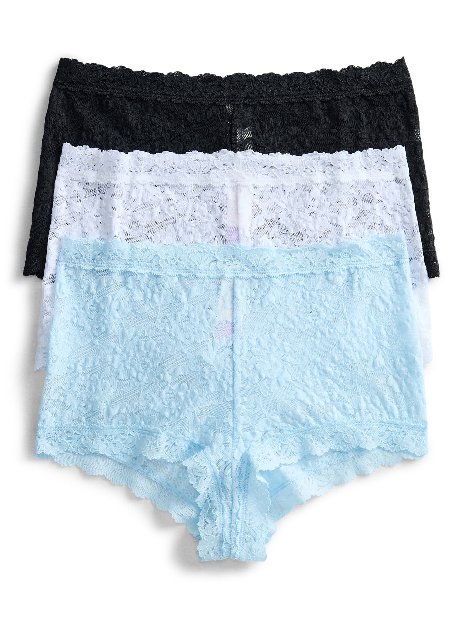 Joyspun Women's Lace Boyshort Panties, 3-Pack, Sizes XS-3XL