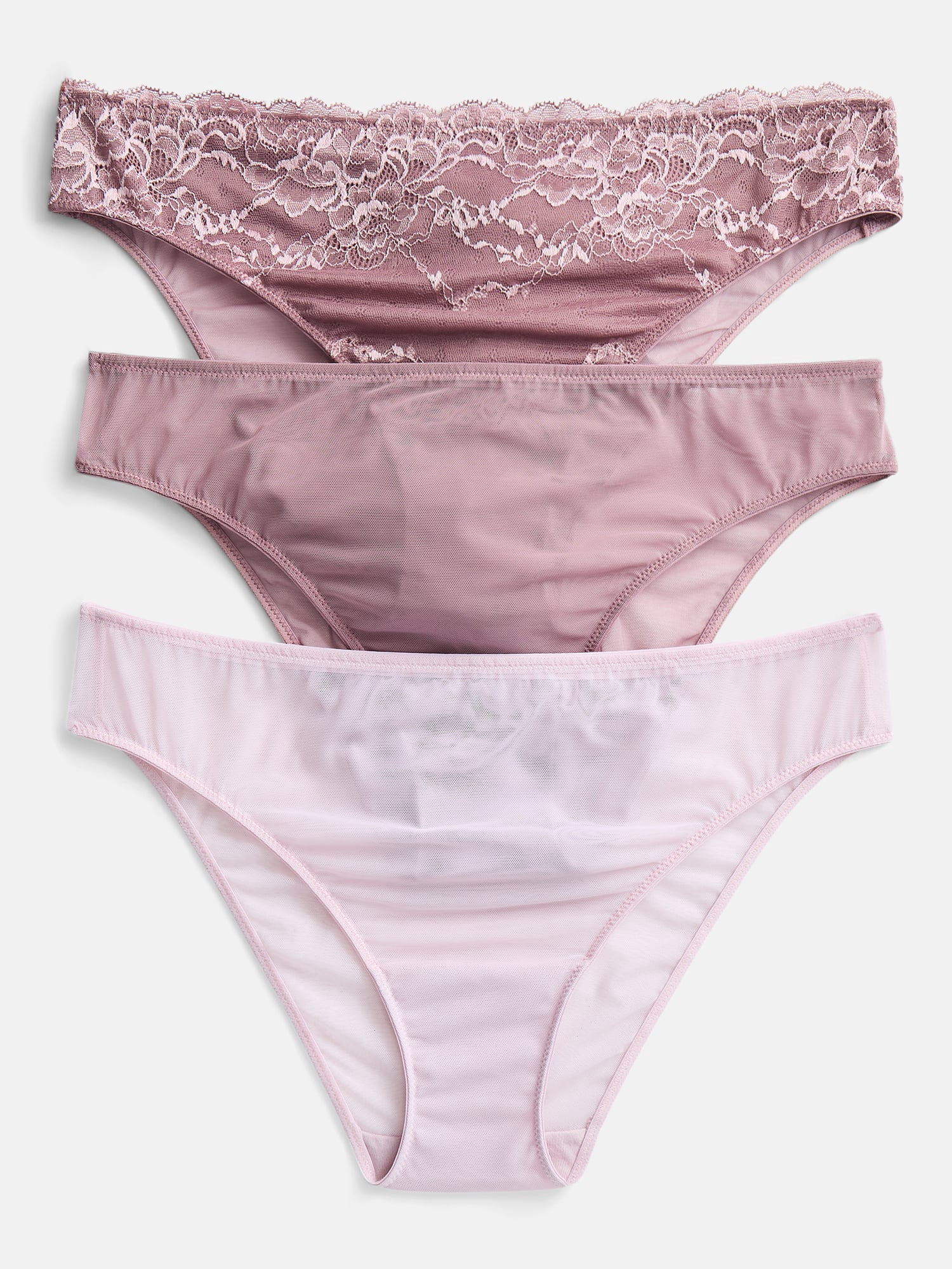 Joyspun Women's Lace and Mesh Cheeky Panties, 3-Pack, Sizes XS-XXXL