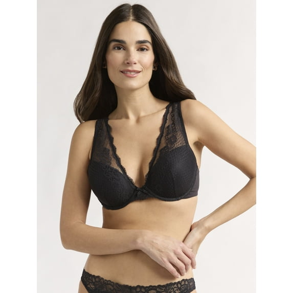 Joyspun Women's Lace Plunge Bra, Sizes 36B-40D