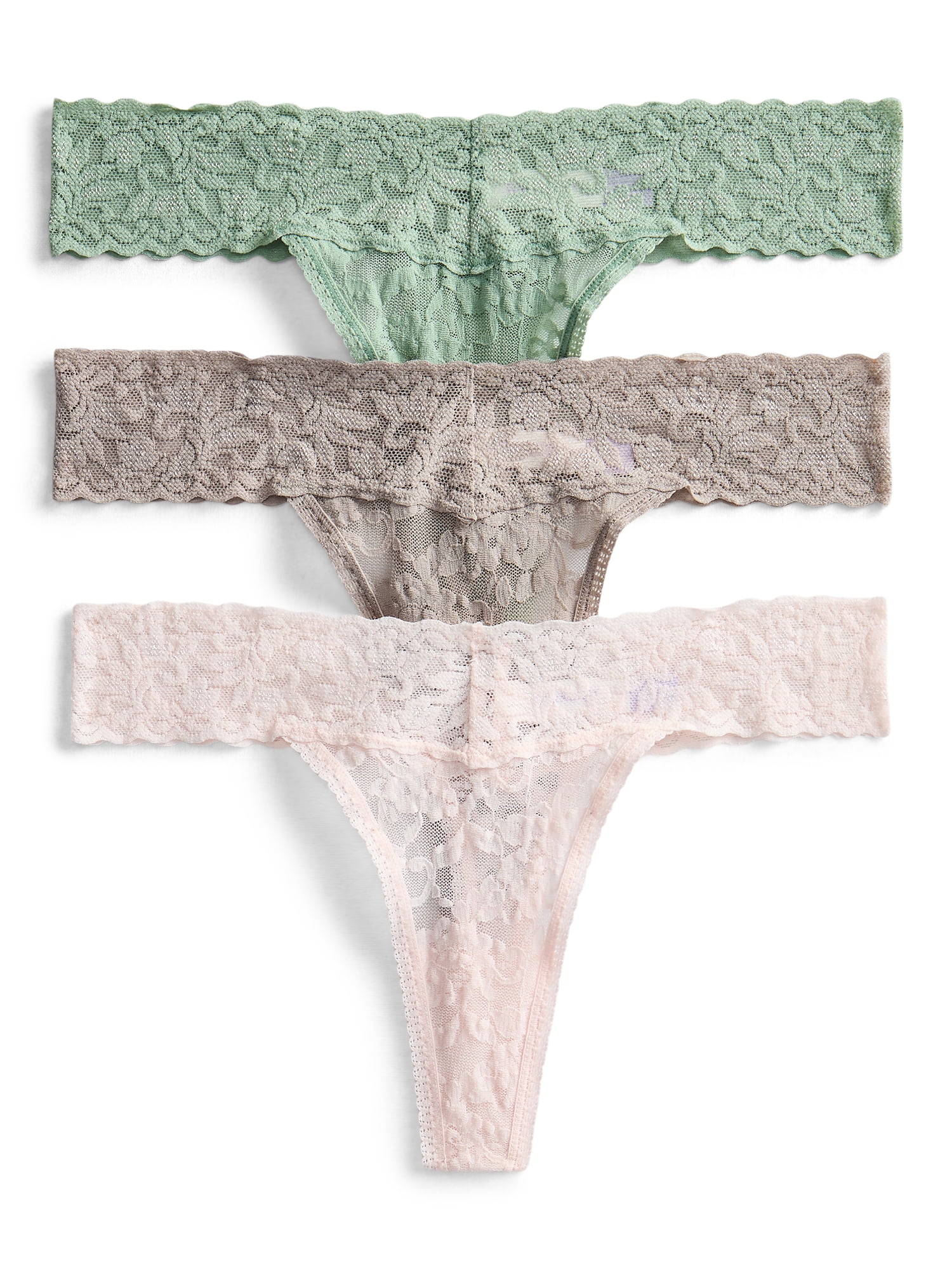 Joyspun Women's Lace Thong Panties, 3-Pack, Sizes XS-3XL