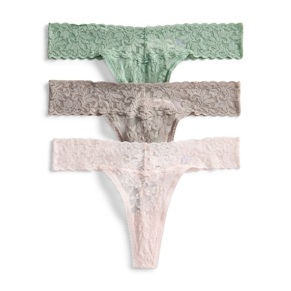 Joyspun Women's Lace Thong Panties, 3-Pack, Sizes XS-3XL