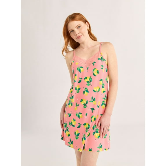 Joyspun Women’s Dreamy Soft Collection Lace Trim Knit Chemise, Sizes S to 3X