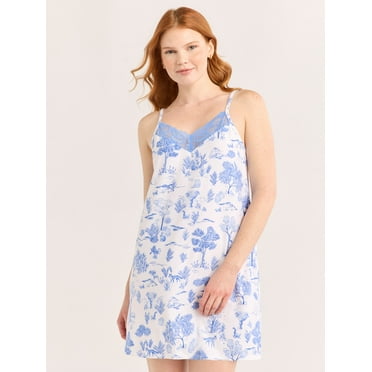 Joyspun Women’s Dreamy Soft Collection Lace Trim Knit Chemise, Sizes S to 3X