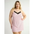 thumbnail image 1 of Joyspun Women’s Dreamy Soft Collection Lace Trim Knit Chemise, Sizes XS to 3X, 1 of 5