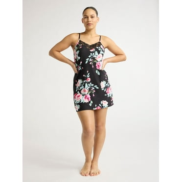 Joyspun Women’s Dreamy Soft Collection Lace Trim Knit Chemise, Sizes XS to 3X