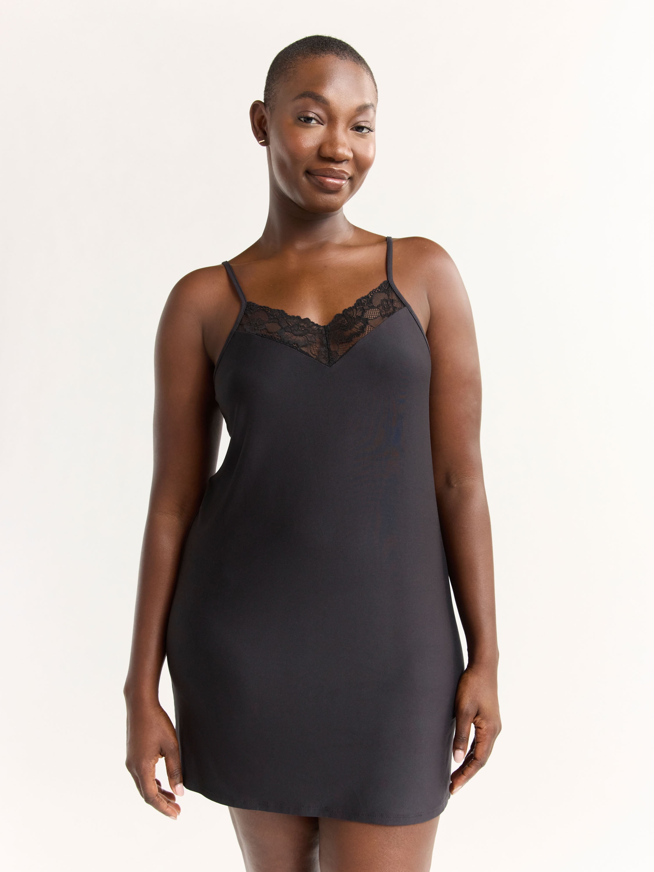 Joyspun Women’s Dreamy Soft Collection Lace Trim Knit Chemise, Sizes XS to 3X