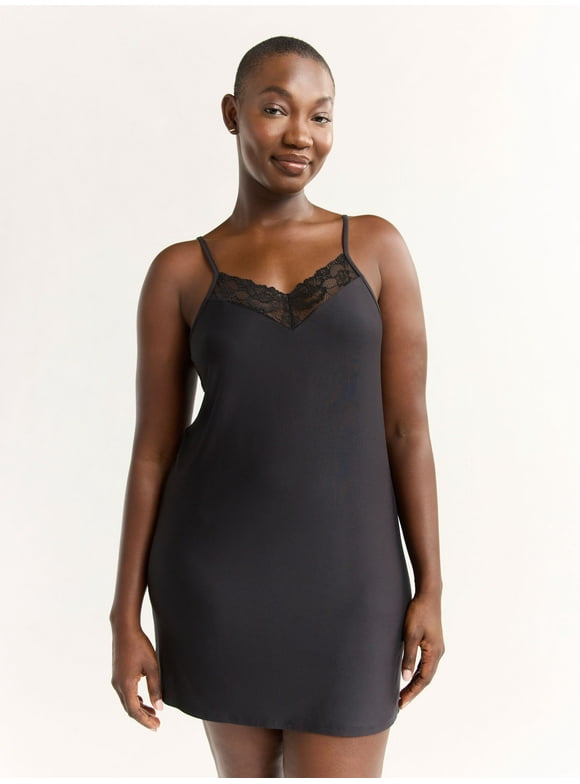 Joyspun Women’s Dreamy Soft Collection Lace Trim Knit Chemise, Sizes XS to 3X