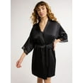 thumbnail image 1 of Joyspun Women’s Lace Trim Satin Robe, Sizes S to 3X, 1 of 6