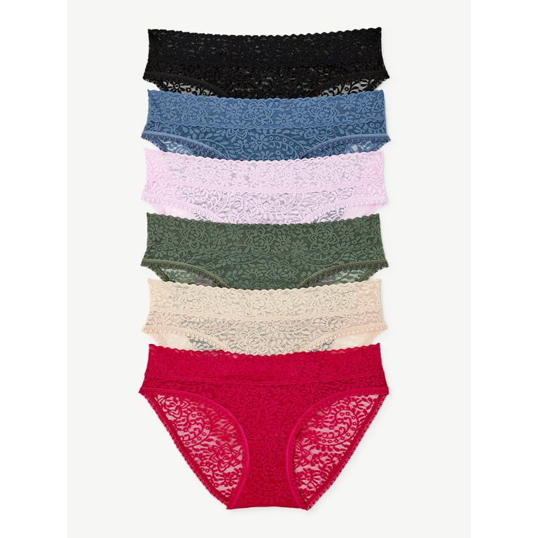 Joyspun Women's Lace Waist Bikini Panties, 6-Pack, Sizes S to 2XL - Walmart .com