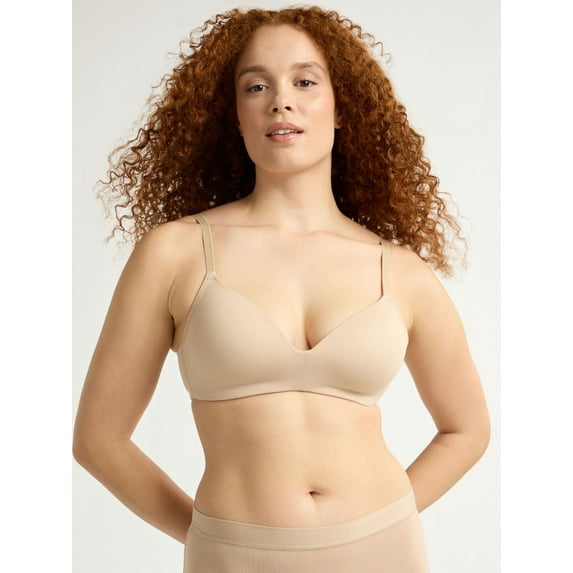 Joyspun Women's Lightly Lined Cotton Blend Comfort Wireless Bra, Sizes XS-XXXL